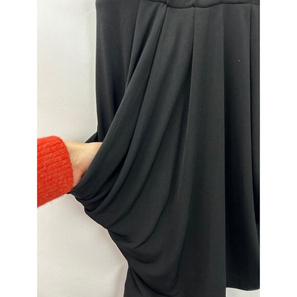 NWT BCBGeneration Women's Medium Black V-Neck Faux Wrap Midi Dress Pockets - Picture 12 of 13